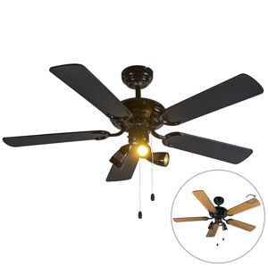 Stropný ventilátor čierny 110 cm 3-svetelný s ťahacím káblom - Mistral