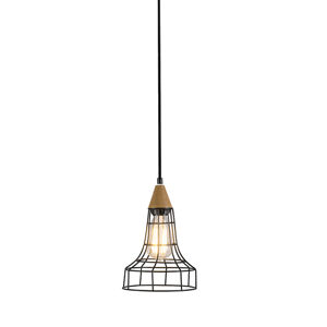 Závesná lampa Wish 1 čierna s drevom