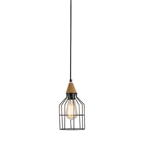 Závesná lampa Wish 2 čierna s drevom