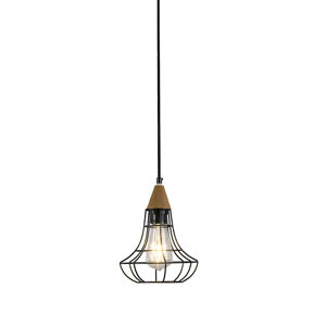 Závesná lampa Wish 3 čierna s drevom