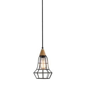 Závesná lampa Wish 4 čierna s drevom
