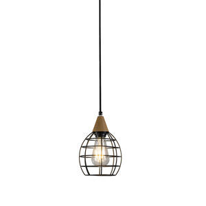 Závesná lampa Wish 5 čierna s drevom