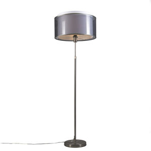 Stojaca lampa z ocele s čiernym a bielym tienidlom 47 cm nastaviteľná - Parte