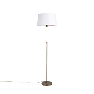 Stojaca lampa bronzová s ľanovým tienidlom bielym 45 cm nastaviteľná - Parte
