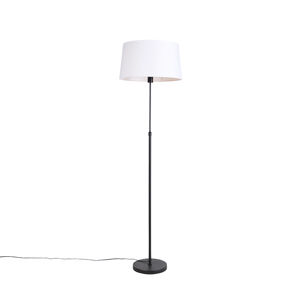 Stojaca lampa čierna s bielym ľanovým tienidlom 45 cm nastaviteľná - Parte