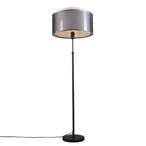 Stojaca lampa čierna s čiernym/bielym tienidlom 47 cm nastaviteľná - Parte