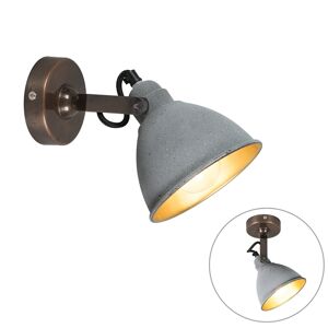 Priemyselná nástenná lampa šedá s bronzom - Liko