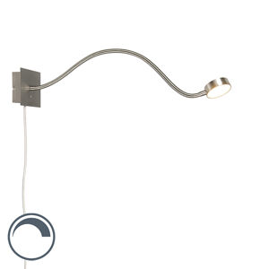 Dizajnové nástenné svietidlo oceľové s flexibilným ramenom vrátane LED a stmievača - Gata