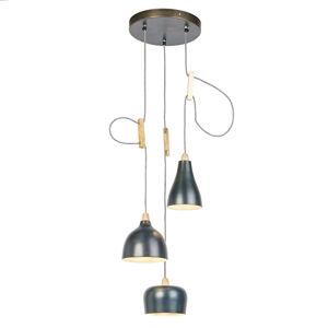 Dizajnová závesná lampa zinková s 3 svetelnými bodmi - Vidya