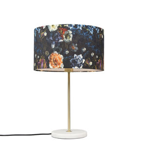 Moderná mosadzná stolová lampa s odtieňom flóry 35 cm - Kaso