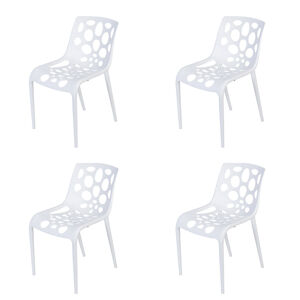 Záhradná stolička plastová biela sada 4 kusov - Stico