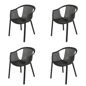 Záhradná stolička plastová čierna sada 4 kusov - Spica