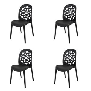 Záhradná stolička čierna plastová sada 4 kusov - Scala