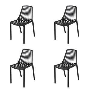 Záhradná stolička plastová čierna sada 4 kusov - Sparo