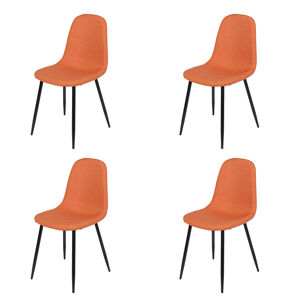 Látka jedálenská stolička s oceľovými nohami oranžová sada 4 - Cilla