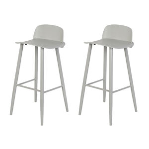 Barová stolička plastová s oceľovými nohami sivá 74cm sada 2 - Orta