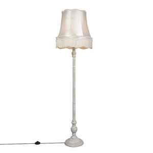 Stojaca lampa sivá s tienidlom Granny krémová - Classico