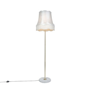 Retro stojaca lampa mosadz s tienidlom Granny krémová 45 cm - Kaso