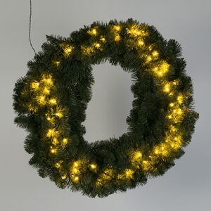 Vianočný veniec Borovica teplá biela LED 90cm