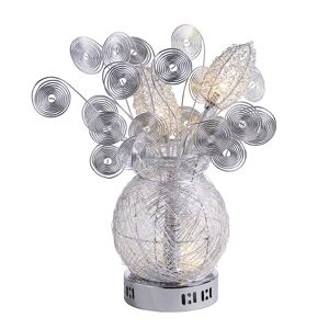 Stolná lampa v tvare vázy v štýle art deco hliníková so svetlou kyticou - Vasilia