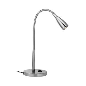 Dizajnová rovná stolová lampa chróm s ohybným ramenom vrátane LED - Levi