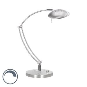 Moderná rovná stolová lampa z ocele s nastaviteľným ramenom stmievateľná vrátane LED - Luxor