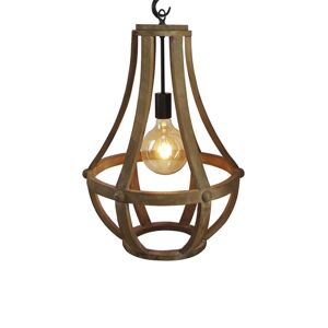 Priemyselná okrúhla závesná lampa farba dreva 43cm - Morgana