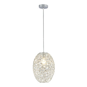 Moderná okrúhla závesná lampa chróm s krištáľom - Riad
