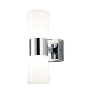 Moderné kúpeľňové nástenné svietidlo chróm s 2 sklami vrátane LED - Nevio