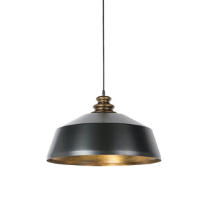 Priemyselná okrúhla závesná lampa čierna so zlatom - Legna