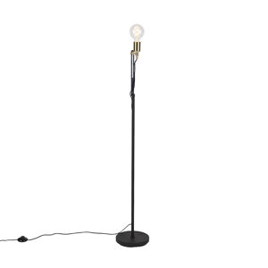Moderná elegantná stojaca lampa čierna s mosadznými akcentmi - Slide