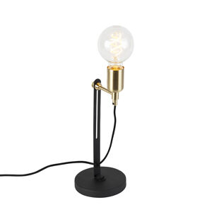 Moderná elegantná stolová lampa čierna s mosadznými akcentmi - Slide