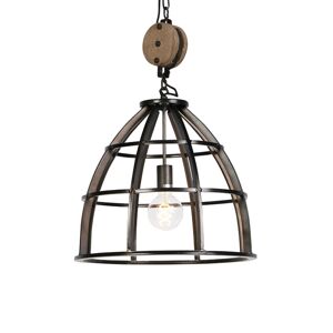 Priemyselná okrúhla závesná lampa čierna oceľ 47 cm - Arthur
