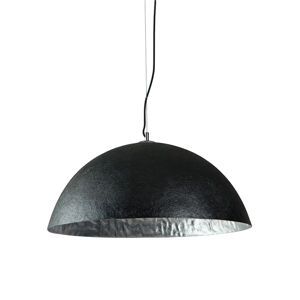 Moderná okrúhla závesná lampa čierna so strieborným interiérom 70cm - Magna