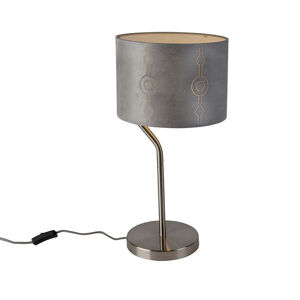 Moderná stolová lampa oceľová so šedým tienidlom - Lane