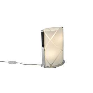 Dizajnová stolná lampa chróm so sklom - Tabby
