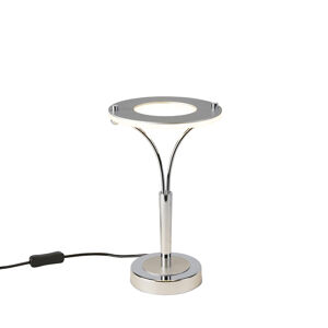 Moderná okrúhla stolová lampa chróm vrátane LED - Lapoto