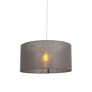Vidiecka závesná lampa biela so šedým odtieňom 50 cm - Combi 1