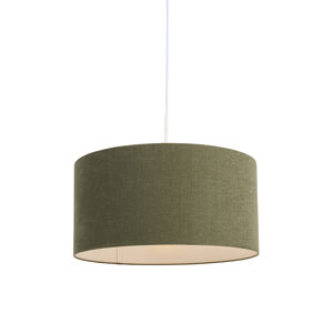 Závesná lampa biela so zeleným tienidlom 50 cm - Combi 1