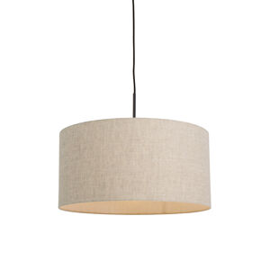 Vidiecka závesná lampa čierna s béžovým odtieňom 50 cm - Combi 1
