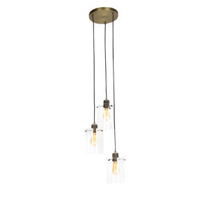 Škandinávska závesná lampa bronzová so skleneným 3-svetlom - Dome