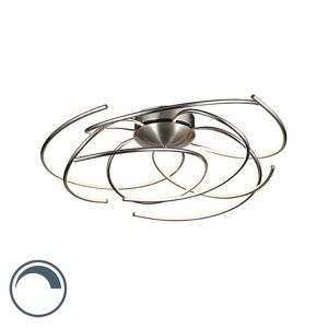Dizajnové stropné svietidlo oceľové okrúhle 80 cm so stočenou LED - Jonas