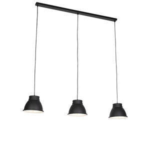 Škandinávska závesná lampa čierna s bielym 3-svetlom - Ron