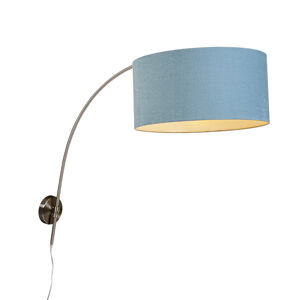 Nástenná oblúková lampa oceľ s tienidlom modrá 50/50/25 nastaviteľná