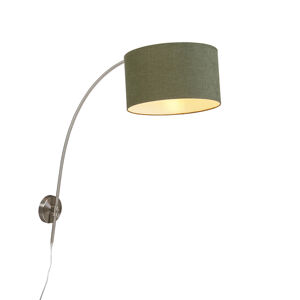 Nástenná oblúková lampa oceľová s tienidlom zelená 35/35/20 nastaviteľná