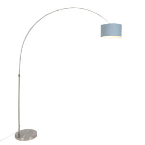 Oblúková lampa oceľ s 35/35/20 modrým nastaviteľným tienidlom - XL