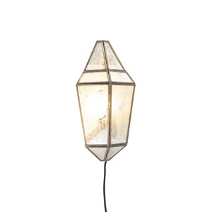 Art Deco mosadzná nástenná lampa so starožitným sklom - Scone