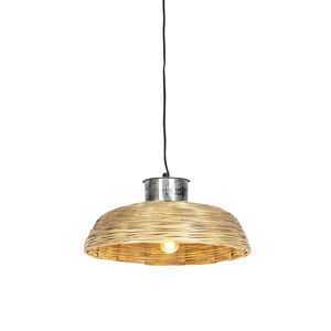 Vidiecka závesná lampa prírodný bambus 40 cm - jačmeň
