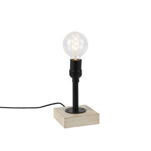 Priemyselná stolová lampa čierna bez tienidla 1-svetlo s dreveným podstavcom - Vane