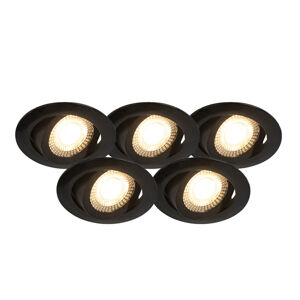 Sada 5 moderných zapustených bodových svetiel čierna vrátane LED 3-stupňových stmievateľných - Mio